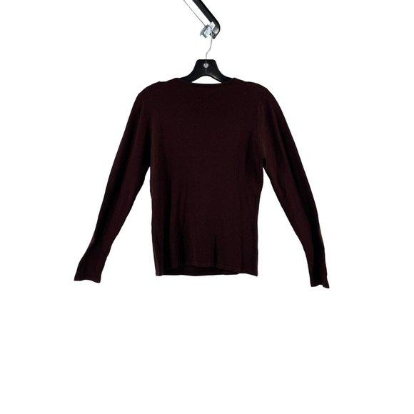 Intrama Italy Women's Burgundy Red Knit Long Sleeve Sweater Beaded Front Size M - Picture 3 of 10